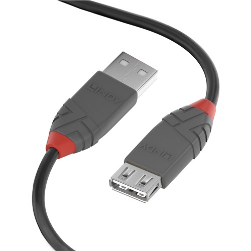 LINDY 2.0 USB-A Extension Anthra Line 2 Metre Cable Blk